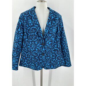 Talbots 16WP, 16W Petites Blue Patterned Women’s Blazer Jacket